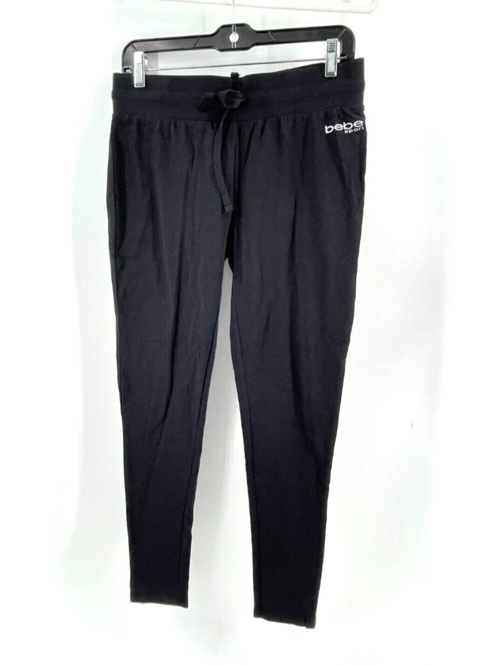 NWT Bebe Sport Black Drawstring Leigh Waist Jogger Activewear Pants Size M